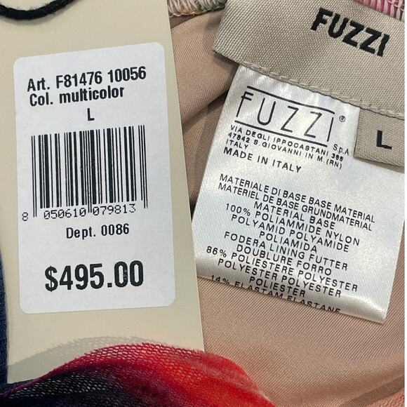 Fuzzi Womens Bodycon Multi Form Fitting Dress Long Sleeve Made in Italy NWT Lrg - Picture 12 of 14